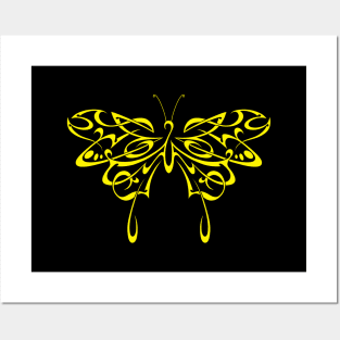 Tribal butterfly (yellow) Posters and Art